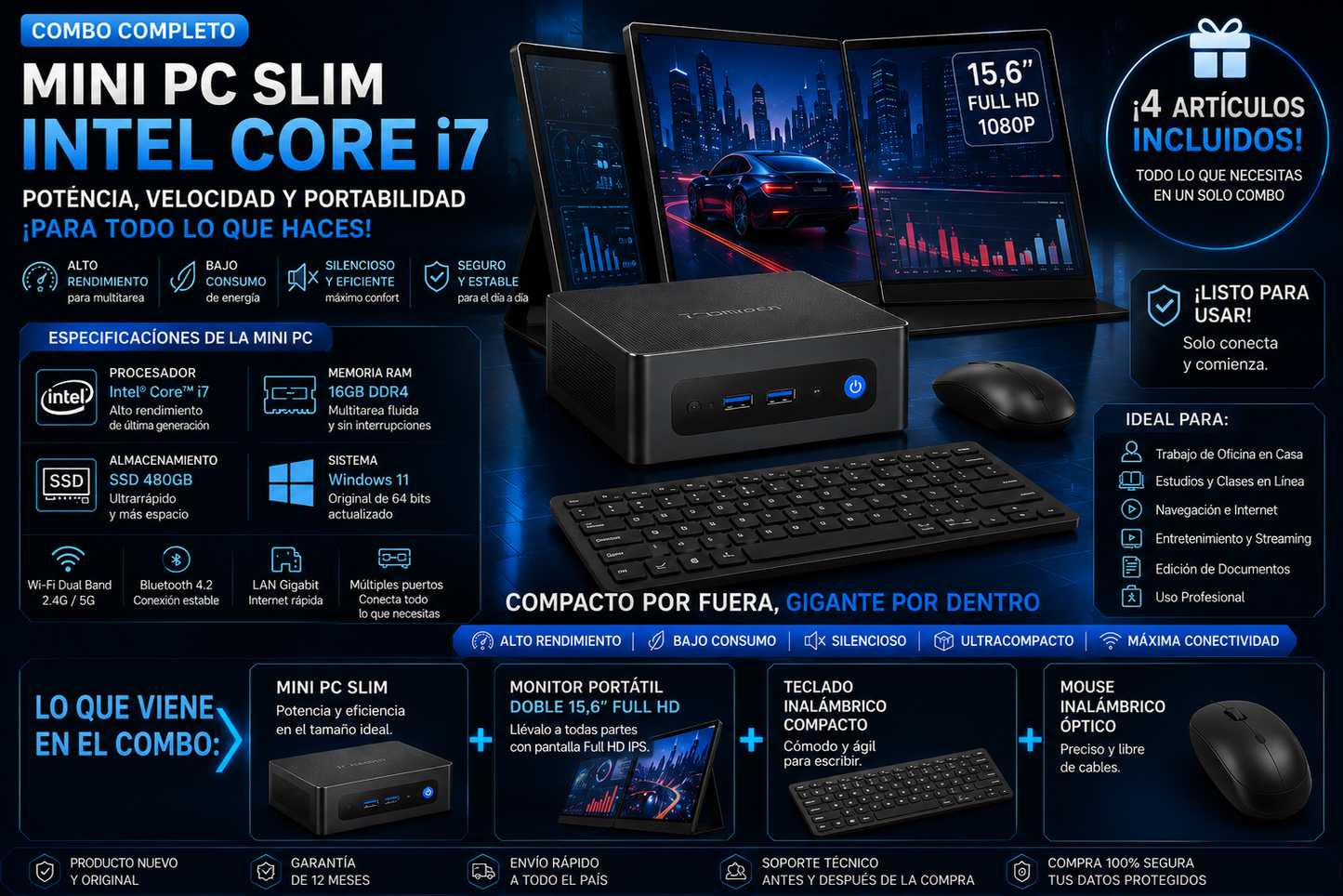 Mini PC Portátil  | Kit Completo
